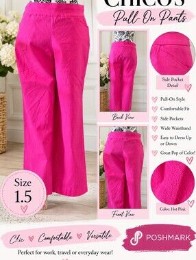 Chico’s Hot Pink/Fuchsia Cropped Pants – Size 1.5
